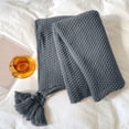 thumbnail image 1 of Acrylic Knitted Sofa Blanket with Wind Fringe for Office, Nap, and Home Use in Multiple Colors, 1 of 7