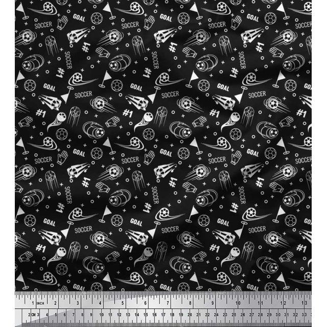 Soimoi Modal Satin Fabric Geometric Sign,Flag & Football Sports Printed Craft Fabric by The Yard 42 Inch Wide