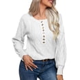 thumbnail image 1 of Timegard Chandails pour Femmes Col Rond à Boutons Manches Longues Coupe Ajustée Tricot Chandail Vêtements d'Automne Hiver, 1 of 6