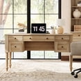 thumbnail image 1 of WAMPAT Farmhouse Desk, Executive Home Office Desk, Charging Station, Wood Computer Desk, 5 Drawers, File Cabinet Storage, Door, Open Shelf, Study and Work,Oak, 1 of 7