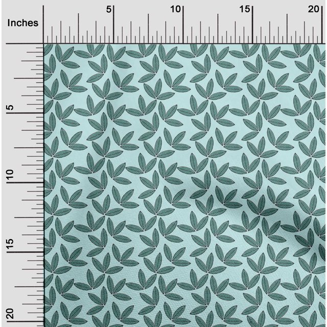 oneOone Cotton Poplin Fabric Leaves Block Printed Fabric 1 Yard 56 Inch Wide