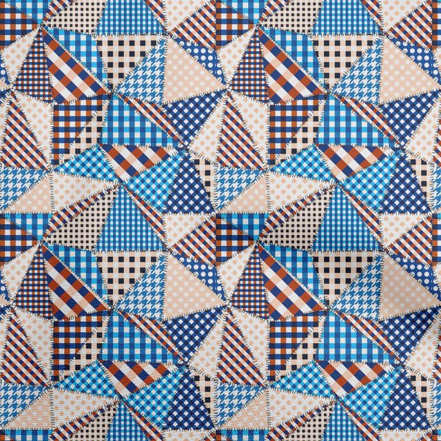 oneOone Georgette Viscose Navy Blue Fabric Check Patchwork Sewing Material Print Fabric By The Yard 42 Inch Wide