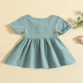 thumbnail image 3 of Baby Girls Summer Dresses  Short Sleeve  Neck Button Down Dresses, 3 of 9