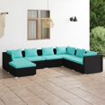 thumbnail image 1 of vidaXL Ensemble de Salon de Jardin 7 Pcs avec Coussins en Rotin Poly Noir, 1 of 5