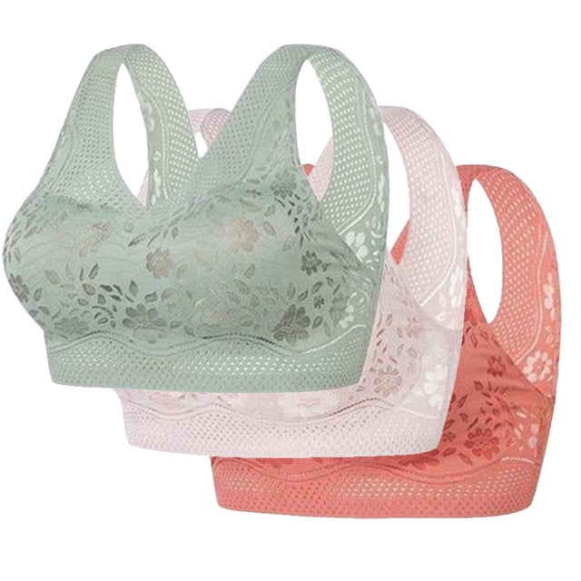 Posijego Full Coverage Bra 3 Pack for Women Push up Everyday Bra Seamless Bras Padded Breathable Wireless Bralettes
