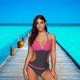 thumbnail image 3 of Women Splice Color Swimsuit Summer Beach Party Swimming Strap Swimwear, 3 of 8