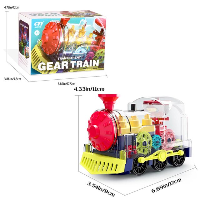 Jouet Éducatif, Train Électrique Transparent à Engrenages, Jouets de Train Électrique Transparent à Engrenages, Jouet Locomotive Électrique à Engrenages, Durabilité Éprouvée