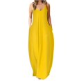 thumbnail image 1 of Robe Maxi d'Été pour Femmes Décontractée Bohème Longue Robe Sans Manches à Bretelles Smockée à Volants Longue Plage Soleil Robes, 1 of 4