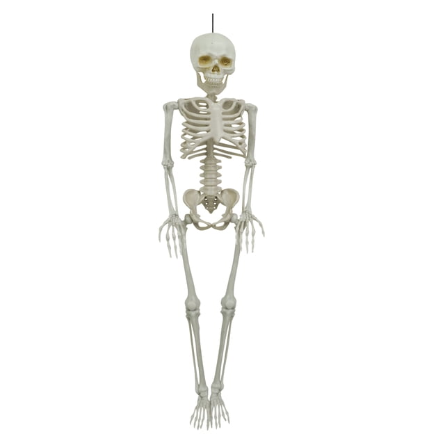 Way to Celebrate Halloween Decoration Hanging Posable Bone Color Plastic Skeleton 16in