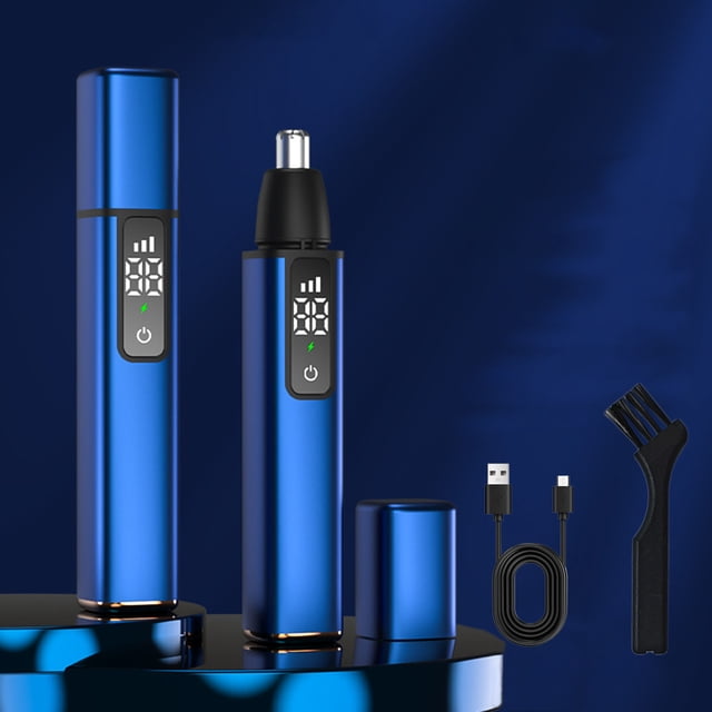 Dvkptbk Tondeuse à Raser le Nez, Tondeuse Électrique pour Poils du Nez avec Corps en Plastique Bleu Épuré, Affichage Numérique et Lames Lavables. Conçue pour Tailler les Poils du Nez, les Sourcils et la Barbe. Comprend un Câble de Recharge USB et une Brosse de Nettoyage. Compacte et portable, Convient à la Maison Ou aux Voyages. Idéale pour le Soin des Poils des Oreilles et du Nez.