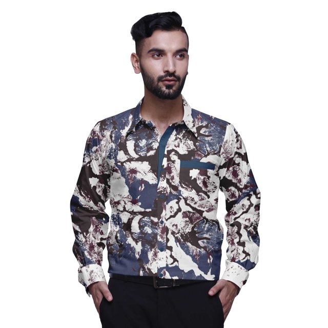 BESTMAN Chemise Décontractée Imprimée pour Hommes Coupe Ajustée à Boutons Manches Longues