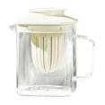 thumbnail image 2 of Linnome High Borosilicate Glass Water Cup 850ml Flower Tea Kettle Heatable with Detachable Filter Screen Pitcher for Juices Cold Beverages 3.9x3.9x4.7in White, 2 of 7