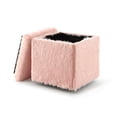 thumbnail image 4 of Inspired Home Allen Pouf en Fausse Fourrure avec Espace de Rangement, Plateau de Service en Forme de Cube, Dessus, Blush, 4 of 8