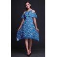 thumbnail image 2 of Bimba Blue Bird Printed Womens Cold Shoulder Tunic Party Round Neck Shift Dress - XXX-Large, 2 of 6