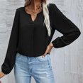 thumbnail image 4 of XZNGL Womens Long Sleeve Tops and Blouses Womens Satin Socket V-Neck Solid-Color Commute Long Sleeve Blouses Shirt Tops Womens Tops and Blouses Womens Blouses Long Sleeve, 4 of 10