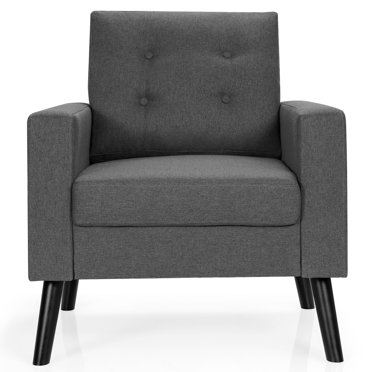 Costway Fauteuil d'Appoint Moderne Rembourré Fauteuil une Place avec Poches Latérales des Deux Côtés Gris
