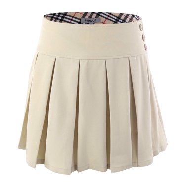 Bienzoe Jupe d'Uniforme Scolaire pour Fille, Extensible, Plissée, Taille Ajustable, Kaki 4