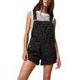 thumbnail image 1 of Honganda Salopette Courte en Denim pour Femmes, Bretelles Ajustables, Poche, Combishort, Short, Poignets Roulés, 1 of 8