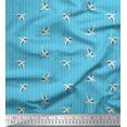 thumbnail image 1 of Soimoi polyester Crepe Fabric Stripe & Stork Bird Print Sewing Fabric Yard 52 Inch Wide, 1 of 3