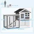 thumbnail image 3 of PawHut 49" Wooden Rabbit Hutch with Screened Run, Grey, 3 of 10