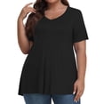 thumbnail image 2 of Timegard Womens Summer Tops Plus Size V-Neck Short Sleeve Comfy Long Tops Basic Tee Casual Loose Blouse, 2 of 7
