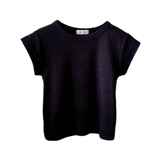 Sunnyoo Toddler Girls T-Shirt Solid Short Sleeve Cotton Ribbed T Shirt, Sizes 4-5Y