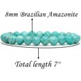 thumbnail image 2 of Natural Brazilian Amazonite Gemstone 8mm Round Beads Stretch Bracelet 7 Inch Unisex, 2 of 5