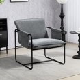 thumbnail image 2 of HOMCOM Fauteuil d'Appoint Moderne, Fauteuil en Chenille avec Poches Latérales, Gris, 2 of 10