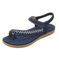 thumbnail image 3 of Kcodviy Women Shoes Flat Sandals Women Sandals Size 8 Summer Boho Rhinestone Dress Comfort Sandals for Women Shoes Comfort Open Toe Elastic Ankle Strap Strapless Sandals Roman Sandals, 3 of 9