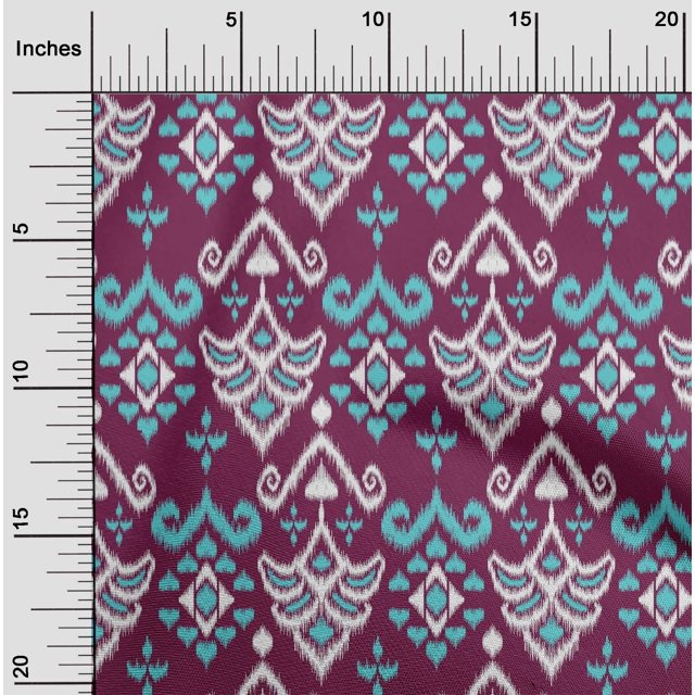 oneOone Georgette Viscose Fabric Damask Ikat Print Fabric BTY 42 Inch Wide