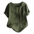 thumbnail image 1 of Birdeem Femmes Manches Courtes Décontracté Col Rond Imprimé Ample Bouton Tunique Chemise Blouse Hauts, 1 of 5