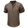 thumbnail image 3 of Kaemgyyd Men's Henley Shirts Stylish Short Sleeve Casual Button Tops Lightweight Solid Color Classic Basic Tee, 3 of 5
