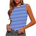 thumbnail image 1 of Plebaso Womens Slim Striped Tank Tops Sleeveless Crewneck Ruched Blouses Summer Casual Basic Tee Tops, 1 of 4