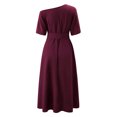 thumbnail image 4 of Robe Bandage pour Femmes Mode Femmes Décontractée Ample Bandage Manches Mi-Longues Uni Col en V Robe Longueur Cheville, 4 of 8