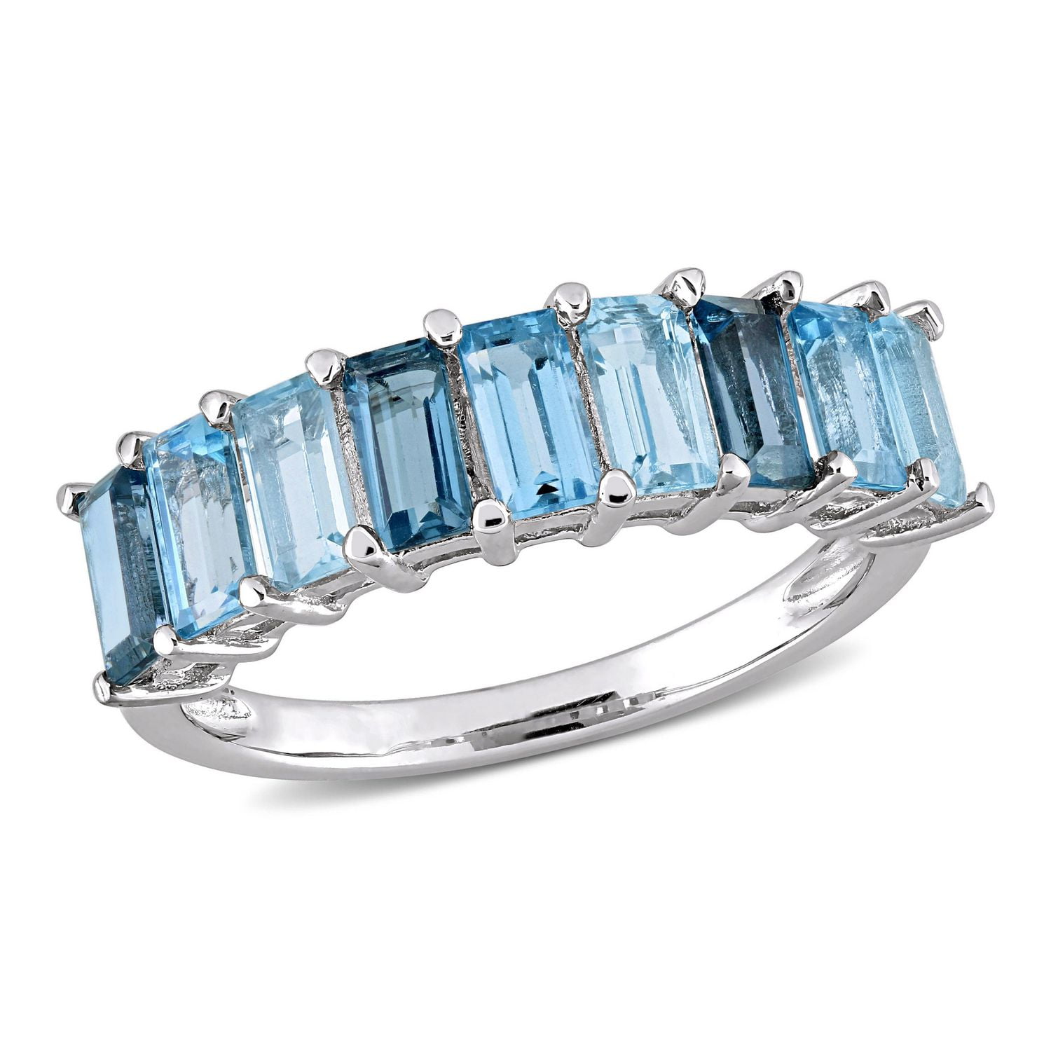 Bague semi-éternité Miabella avec 2-1/2 CT PBT de topaze bleue en argent sterling
