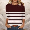 thumbnail image 1 of Meichang Chemises à Manches 3/4 pour Femmes Hauts à Rayures Color Block Col Rond T-Shirts Décontractés Chemises Coupe Ample Blouses de Travail Confortables Pull Mode 2024, 1 of 3