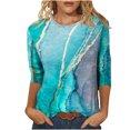 thumbnail image 2 of TIMIFIS T-Shirts à Col Rond pour Femmes à Manches 3/4 Unis Amples Mignons Tunique Hauts Blouses Automne, 2 of 5