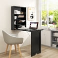 thumbnail image 3 of Gymax Wall Mounted Computer Convertible Desk Floating Desk w/ Storage Bookcases Black, 3 of 10