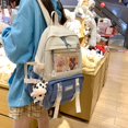 thumbnail image 2 of Women Cute Hit Color Backpack Student Canvas Knapsack with Pendant (Blue), 2 of 6