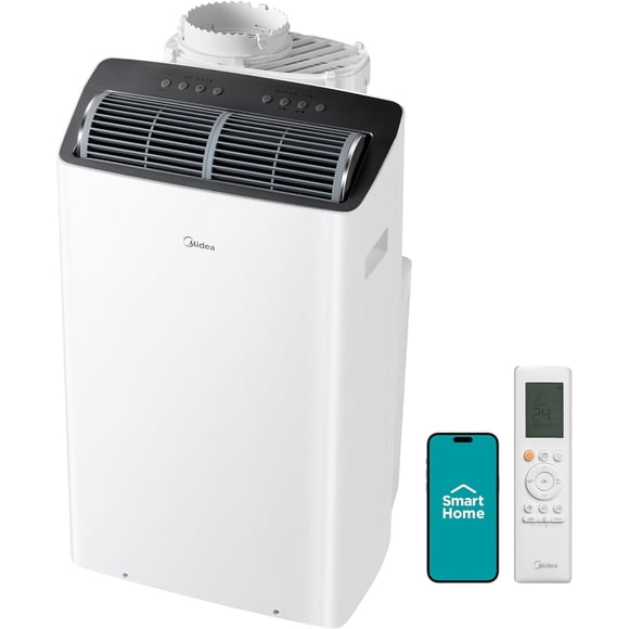 Midea Duo 14,000 BTU (12,000 BTU SACC) Inverter Portable Air Conditioner, Dual-Hose Design, Ultra Quiet 42 dB, Cools up to 550 Sq. Ft., White