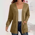 thumbnail image 2 of yoeyez Cardigan Sweaters for Women Lightweight Open Front Cardigans Plus Size Trendy Cardigan Fall Sweaters Coat with Pockets Khaki,L, 2 of 7