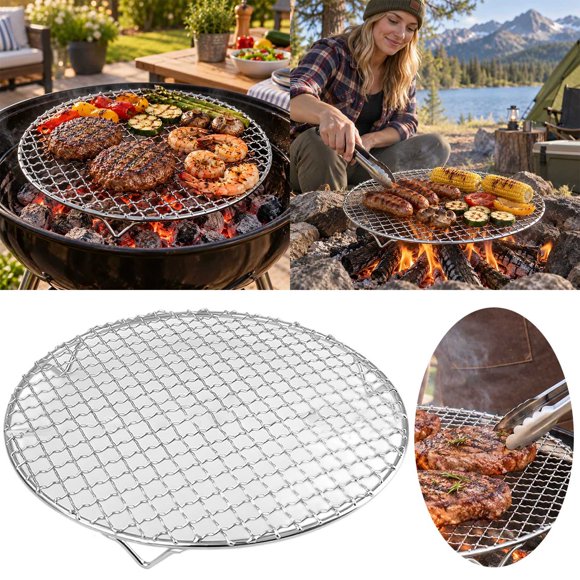 Air Fryer Accessories Round Stainless Steel Rack with Legs for Baking Grilling Oven and Draining Wire Grid Rack for Food Preparation and Even Heat Distribution