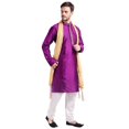 thumbnail image 4 of Tenue de Fête de Mariage Indienne Kurta Pyjama pour Homme avec Foulard (Violet, TTG), 4 of 6