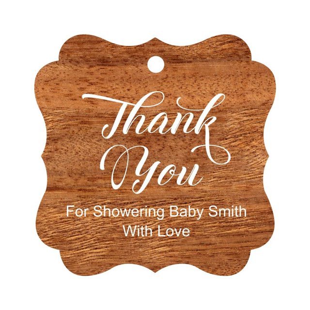 Darling Souvenir Baby Shower Thank you Favor Tags Custom Hang Gift Tags-Rustic Wood-100 Tags
