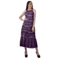 thumbnail image 2 of Moomaya Robe Longue Imprimée pour Femmes, Fente avant, Aguichant, Sans Manches, en Rayonne, Robe de Mariage, 2 of 4