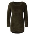 thumbnail image 2 of Innerwin Hauts Tricotés Manches Longues Pull Femme Vêtements de Détente Col Rond Tunique Ample Blouse Vert Armée TTP, 2 of 6