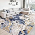 thumbnail image 1 of Twister.CK 5' x 7' Washable Rugs, Modern Marble Print Area Rug, Low Pile Stain-Resistant Carpet, for Living Room Home Office, Blue, 1 of 7