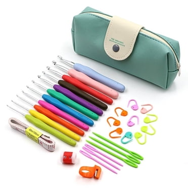 HANXIULIN 30Pcs Crochet Hooks Set Yarn Knitting Needle Sewing Tool Ergonomic Grip Bag Hook Home Decor