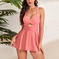 thumbnail image 1 of LSLJS Women's Spring Fashion Swim Skirt Solid Color Large Size Suspender Swim Skirt, Plus Size Swimsuit, 1 of 7