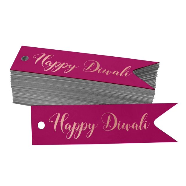 Inkdotpot Rose Gold Foil Paper Hang Tags Happy Diwali Favor Tags 50 Pieces